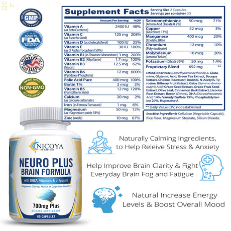 Brain Supplements & Nootropics - Memory Focus Mental Concentration Booster Pill | Compare to Focus Factor Active Ingredients