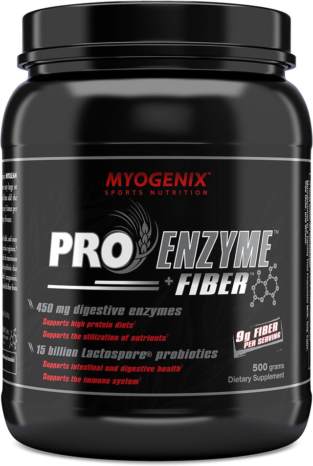 Myogenix Pro Enzyme Fiber Supplement - Digestive Enzymes with Probiotics and Fiber to Support Intestinal and Digestive Health, Fiber Supplement for Women and Men (500 Grams)
