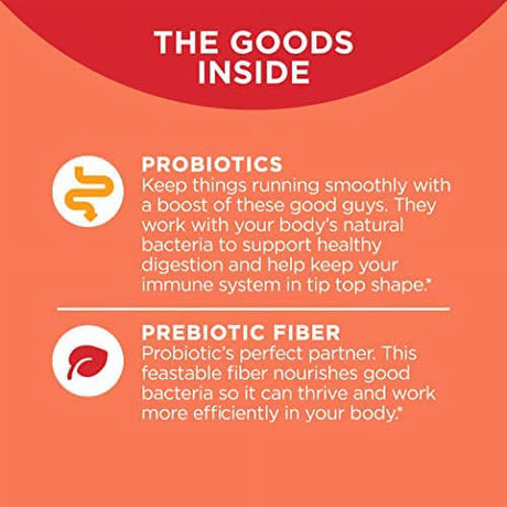 OLLY Probiotic + Prebiotic Gummy, Digestive Support and Gut Health, 500 Million Cfus, Fiber, Adult Chewable Supplement for Men and Women, Peach, 30 Day Supply - 30 Count Probiotic + Prebiotic Bottle