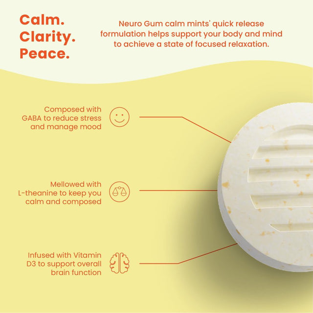 Neuromints Honey Lemon GABA Calm Mints with Vitamin D3 and L Theanine Nootropics, Pack of 6 (72 Count)