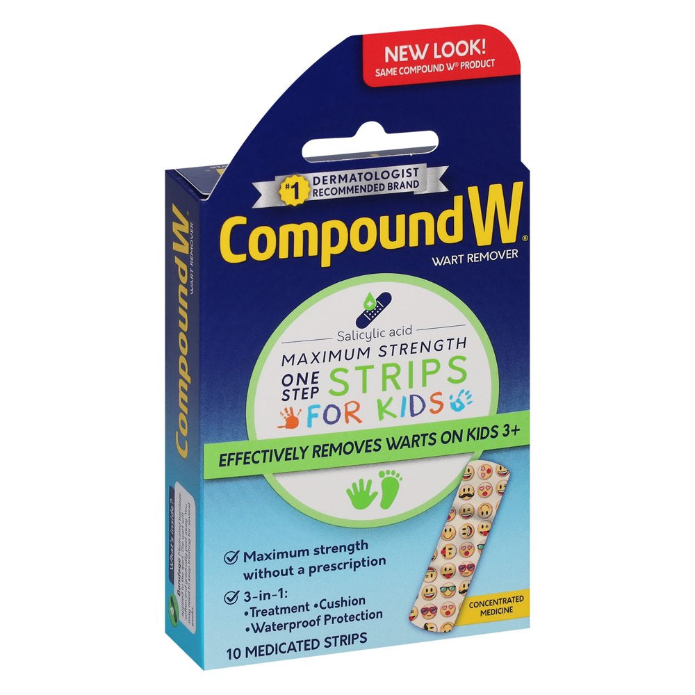 Compound W One Step Wart Remover Strips for Kids, 10 Medicated Strips ...
