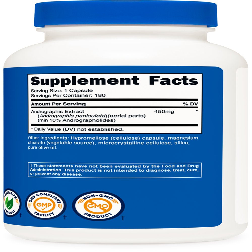Andrographis Extract 450mg - 180 Veg Capsules | Nutricost