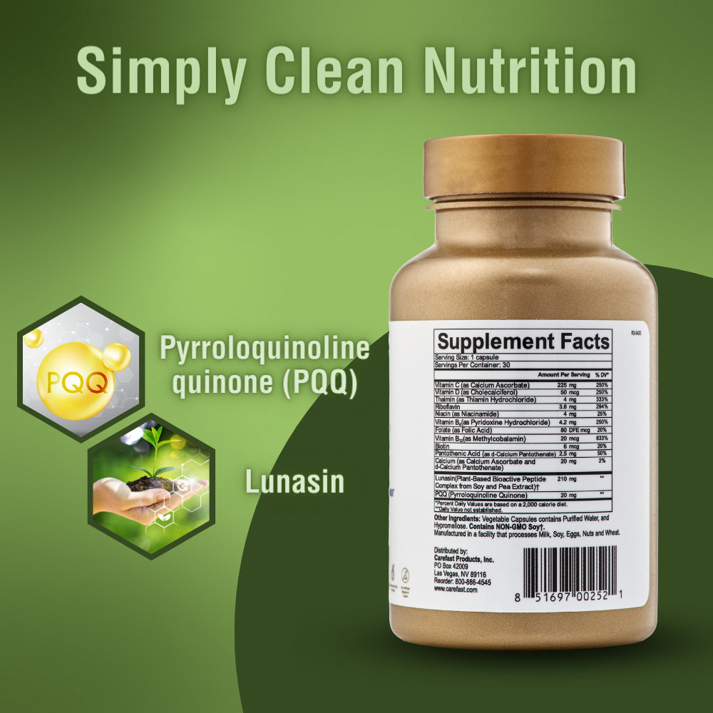 Carefast PQQ Lunasin Vitality 20Mg Pyroloquinoline Quinone, 10Mg ...