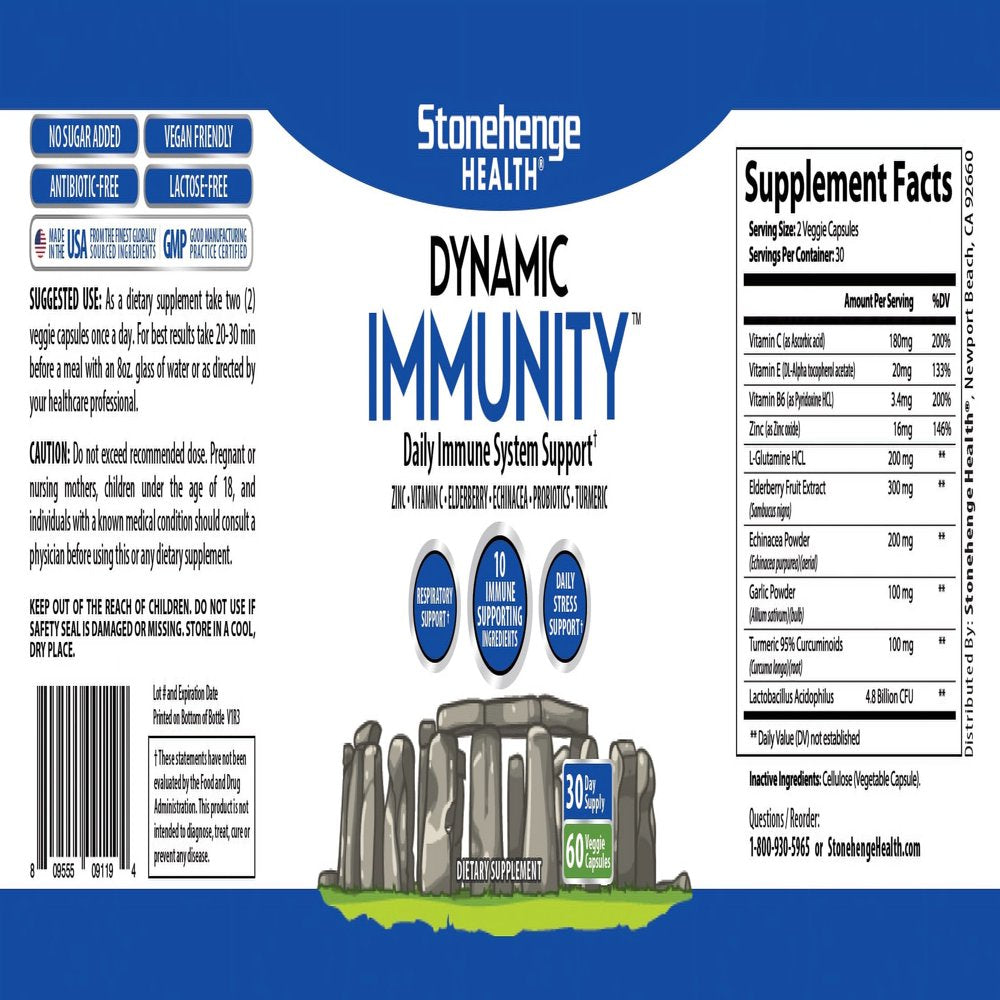 Stonehenge Health Dynamic Immunity Daily Supplement 10-In-1 Immune ...