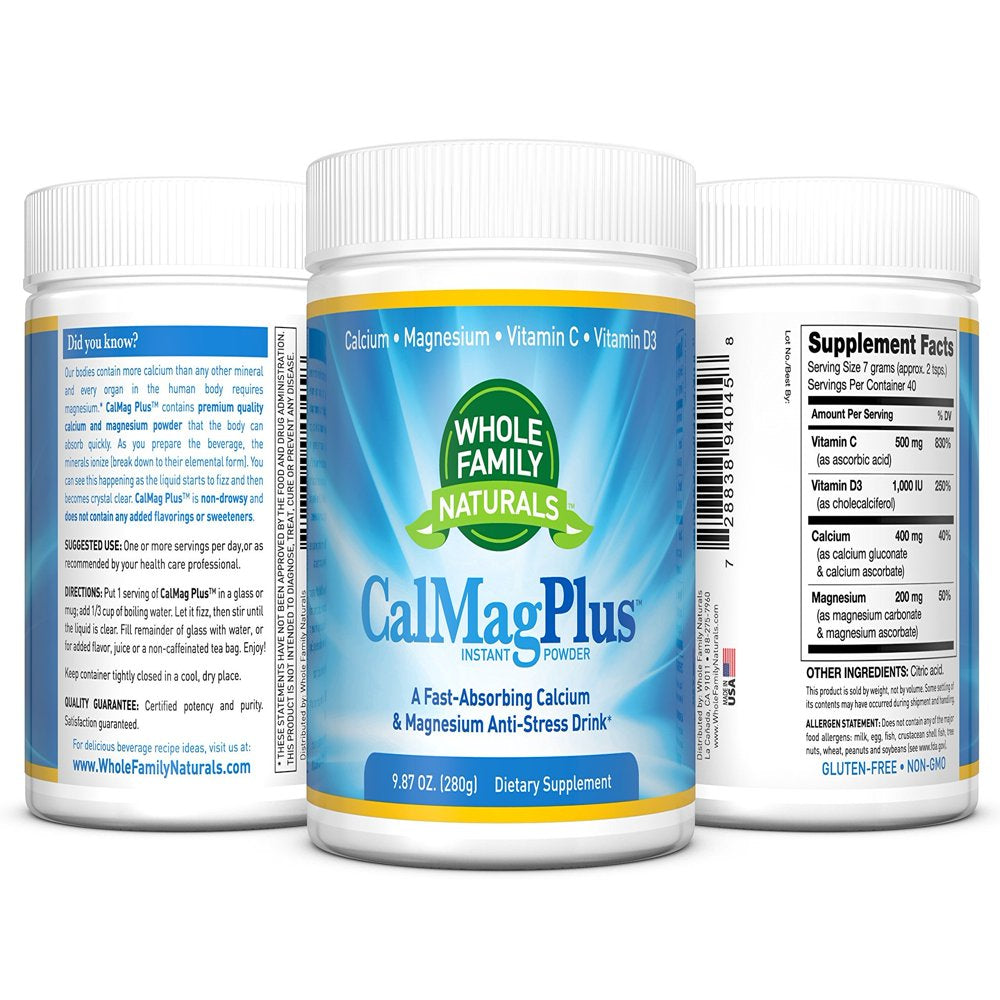 Calcium Magnesium Powder Supplement - Calmag plus with Vitamin C & D3 ...