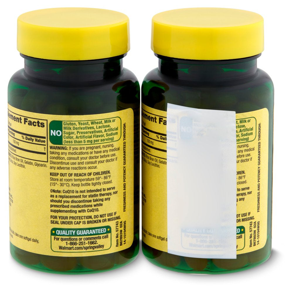 Spring Valley Rapid-Release Coq10 Dietary Supplement 100Mg Softgels, 60 ...