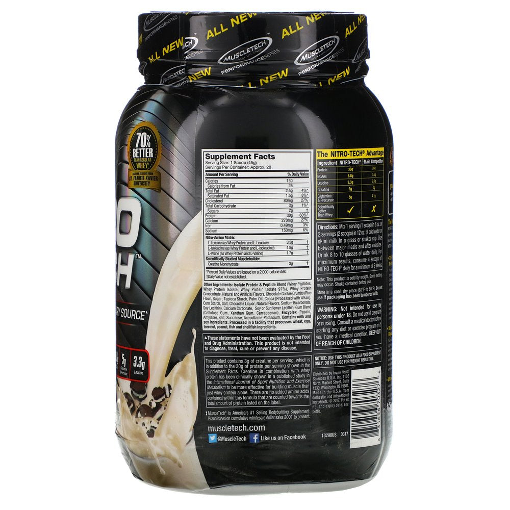 Muscletech Nitro-Tech, Whey Isolate + Lean Muscle Builder, Protein ...