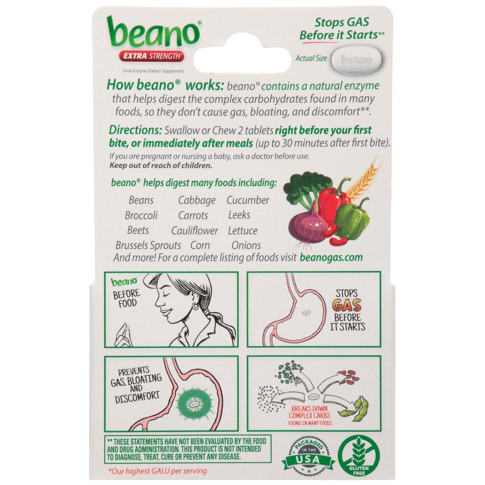 Beano Extra Strength, Gas Prevention & Digestive Enzyme Supplement, 100 ...