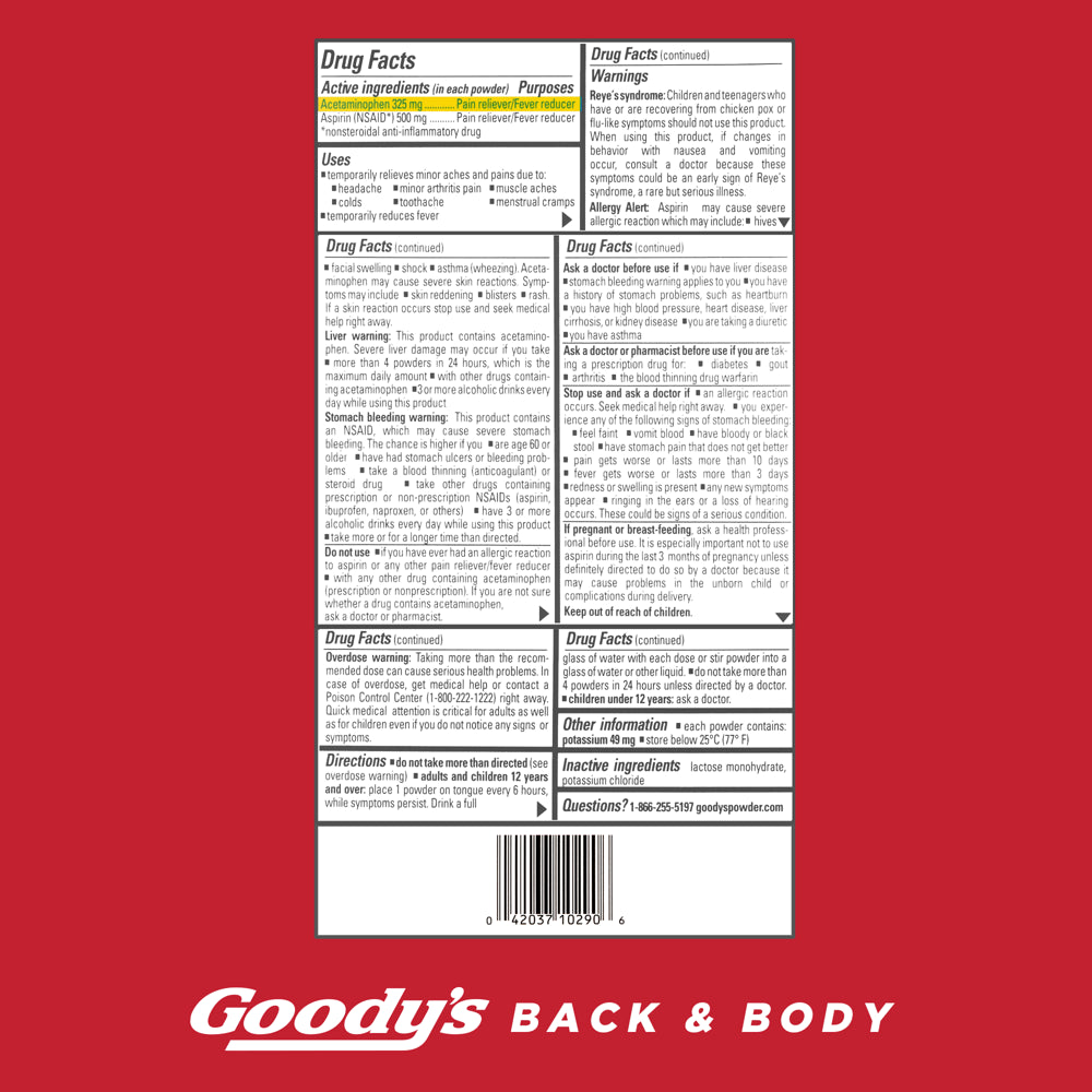 Goody's Back & Body Pain Relief Powder - 24 Sticks