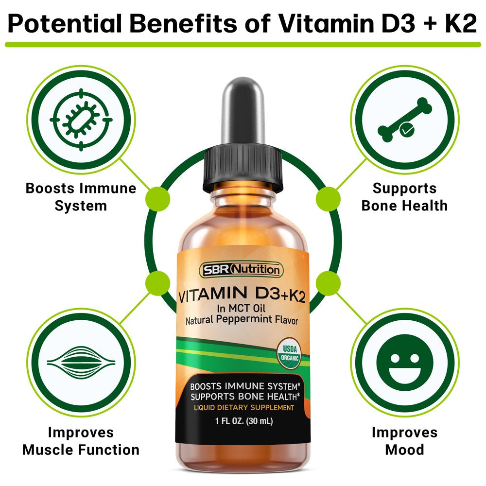 Organic D3 + K2 Liquid Drops - SBR Nutrition