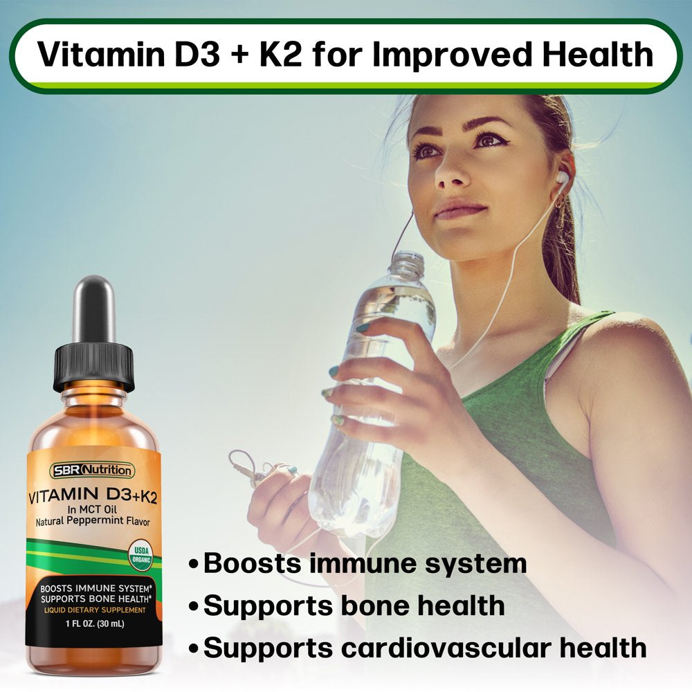 Organic D3 + K2 Liquid Drops - SBR Nutrition