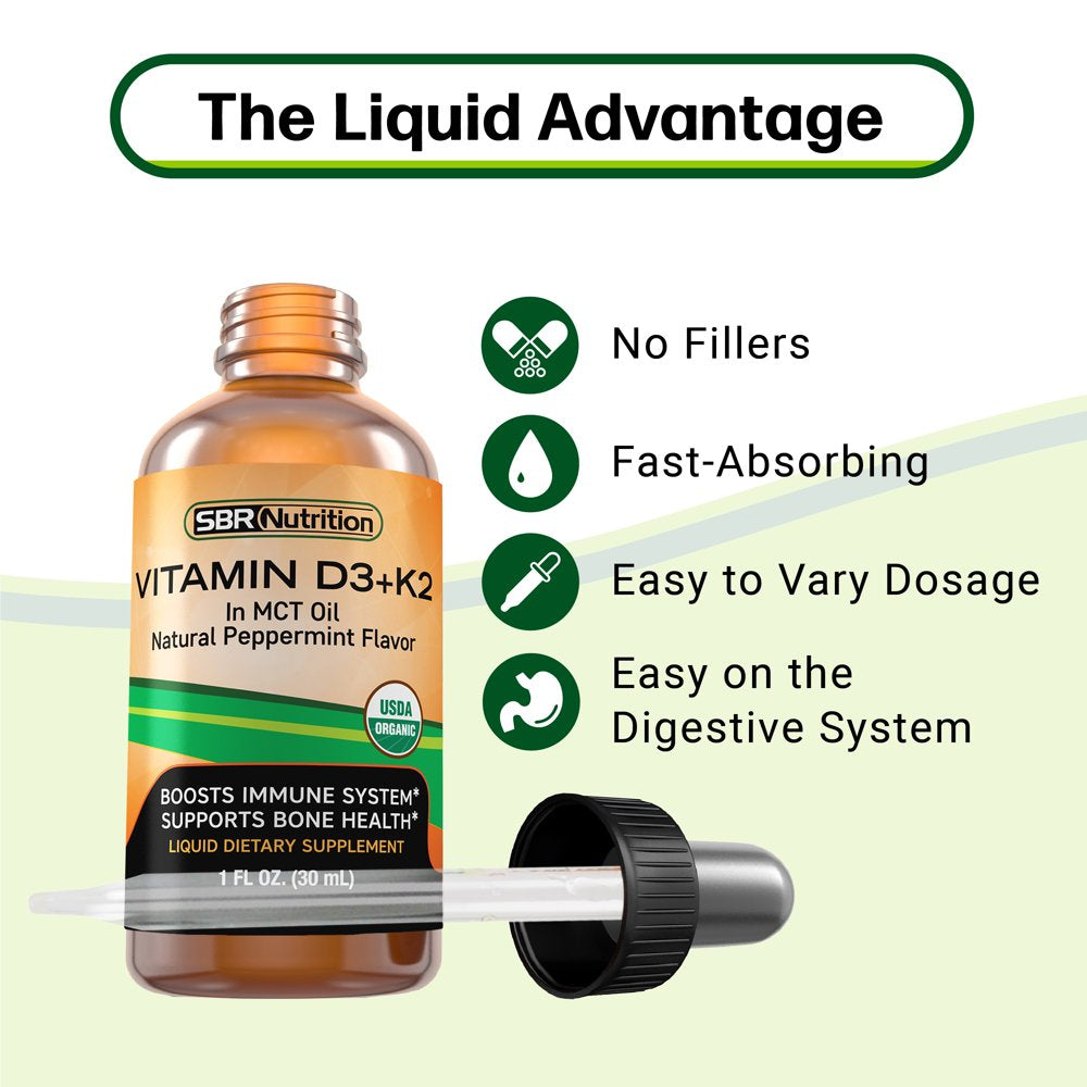 Organic D3 + K2 Liquid Drops - SBR Nutrition