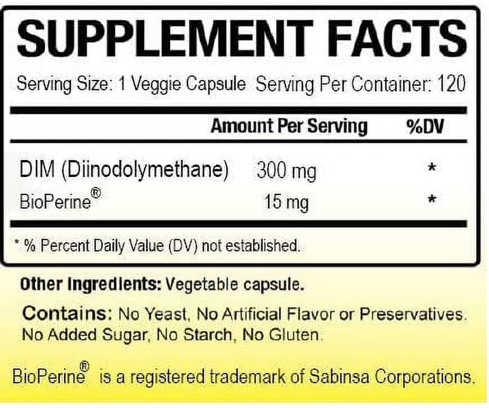 DIM 300mg with Bioperine - 120 Veg Capsules