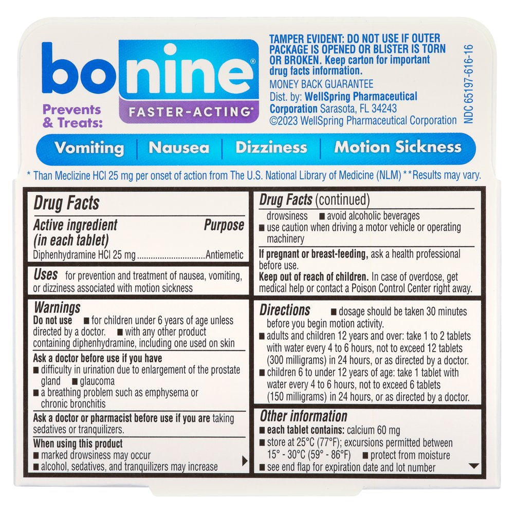 Bonine Motion Sickness Relief - 16 Tablets