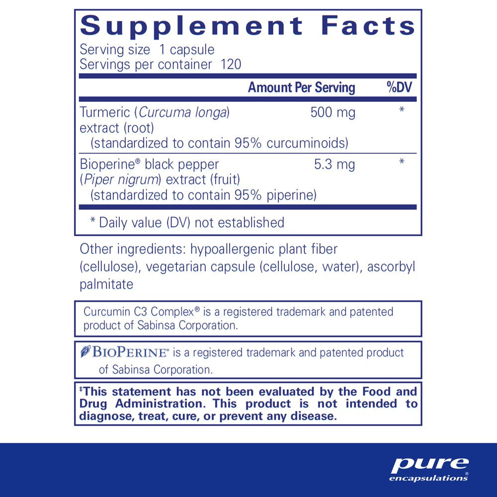 Curcumin Pure Form Curcumin 500 with Bioperine - Pure Encapsulations