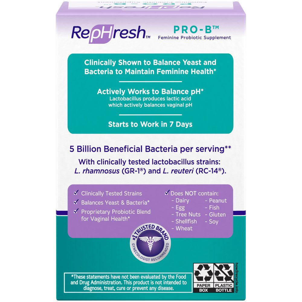 5 Pack - Rephresh Pro B Probiotic Feminine Supplement 30 Capsules ...