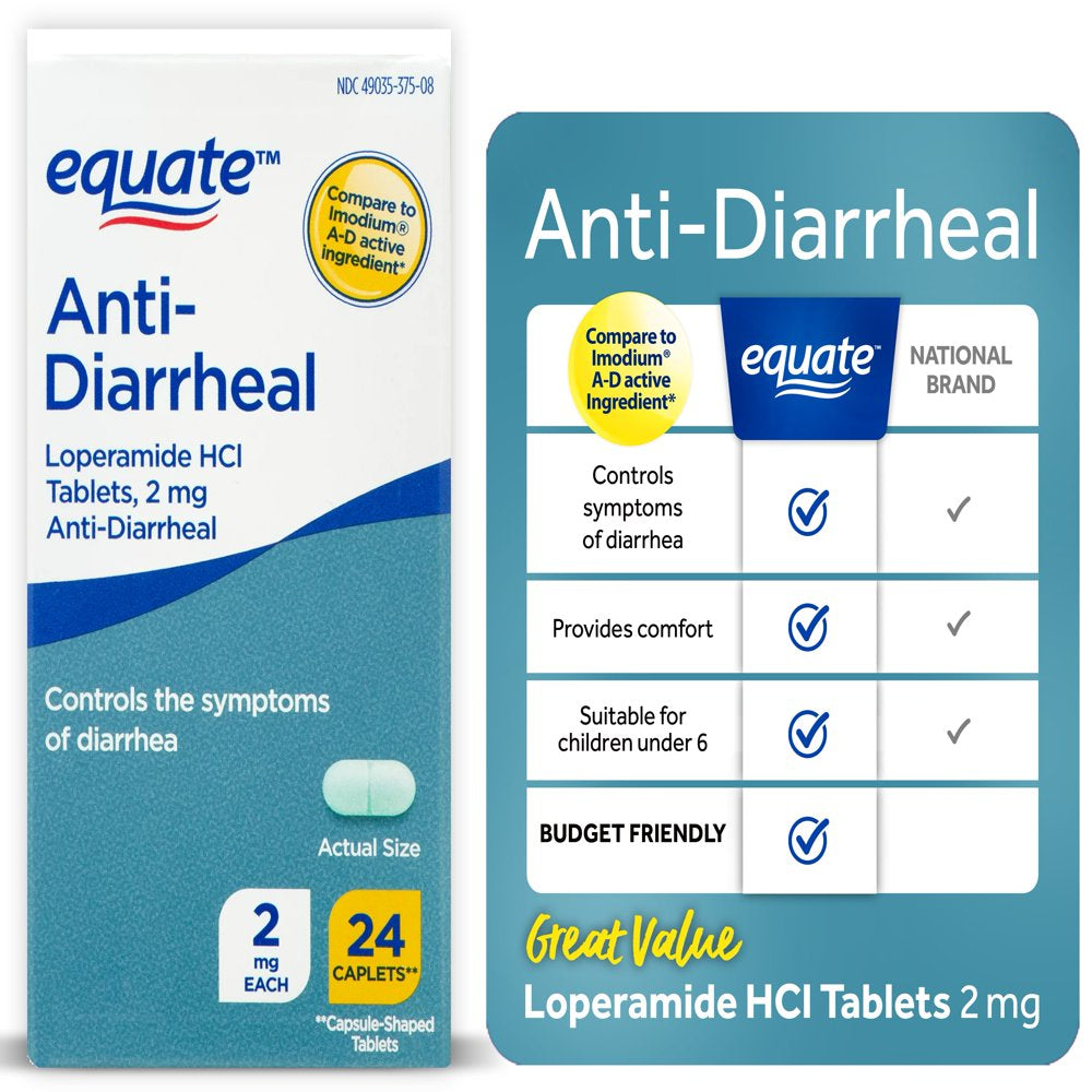 Equate Loperamide 2mg - 24 Tablets | Diarrhea Relief