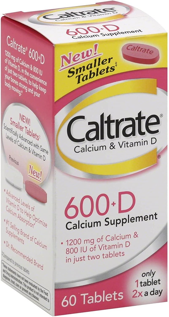 Caltrate 600+D3 - Calcium & Vitamin D Tablets (60ct)