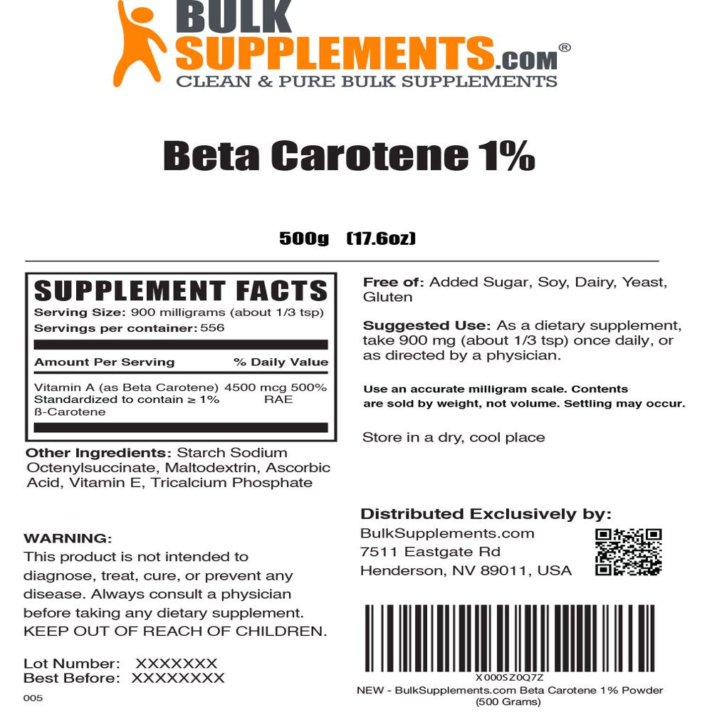 Beta Carotene Powder 900mg - Vision & Skin Health