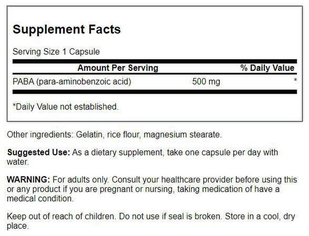 Paba Mini Swanson PABA 500mg - 4 Pack of 120 Capsules