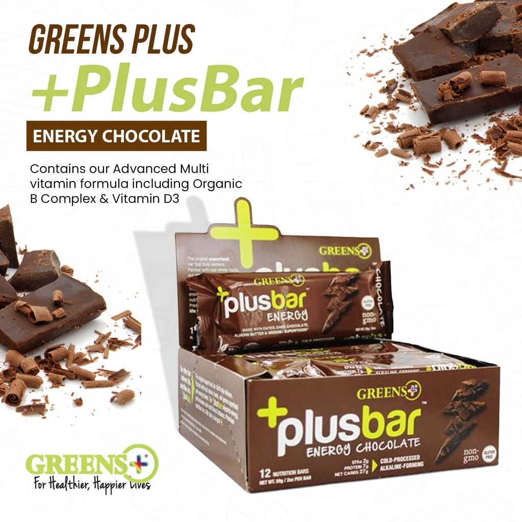 Green Complete Bar Greens+ Plusbar Chocolate: Energy & Organic Greens