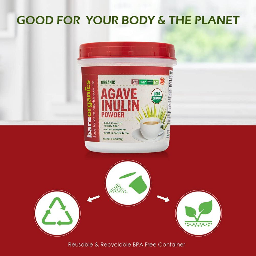 Agave Inulin Powder Agave Inulin Powder - 8oz | Bare Organics