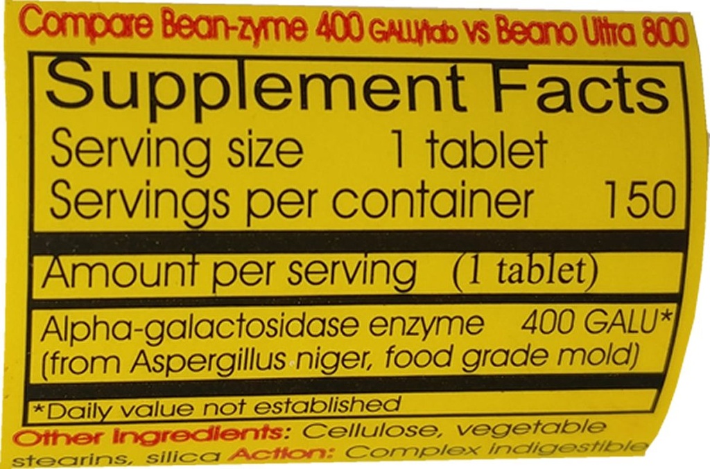 Bean-Zyme 150ct - Gas & Bloating Relief