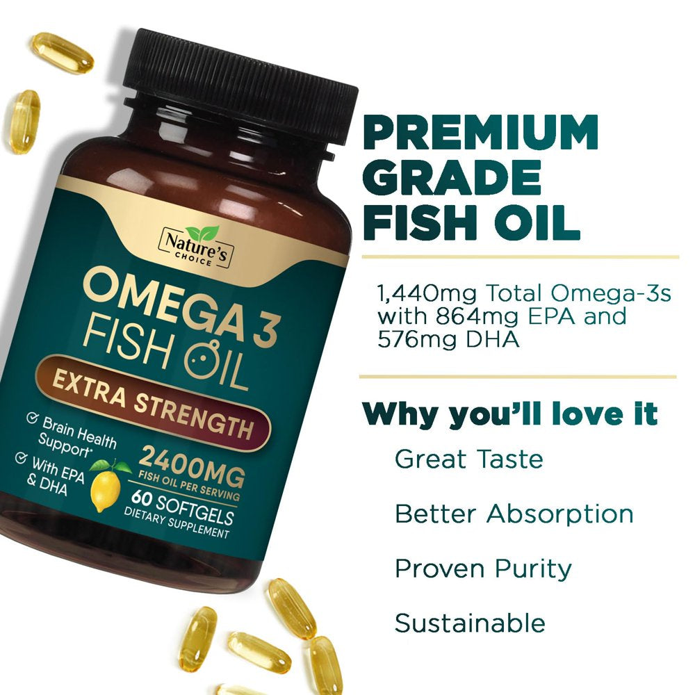 Triple Strength Omega 3 Fish Oil 2400 Mg Softgels, Nature'S Fish Oil ...