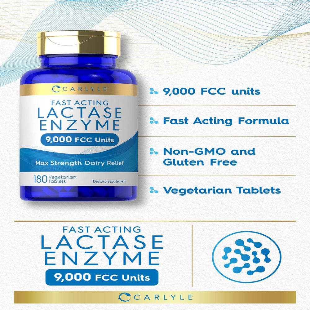Lactase Enzyme 9000 FCC - 180 Tablets | Carlyle