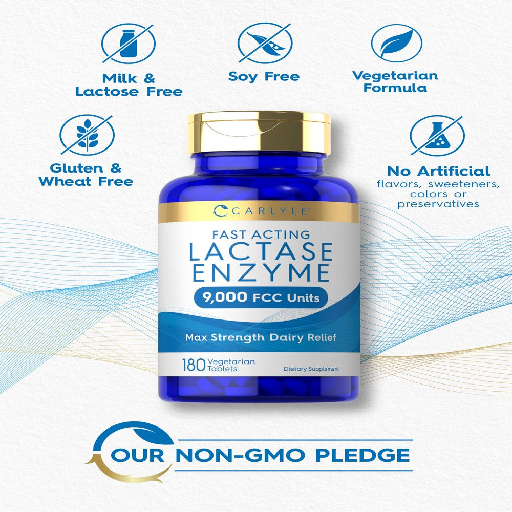 Lactase Enzyme 9000 FCC - 180 Tablets | Carlyle