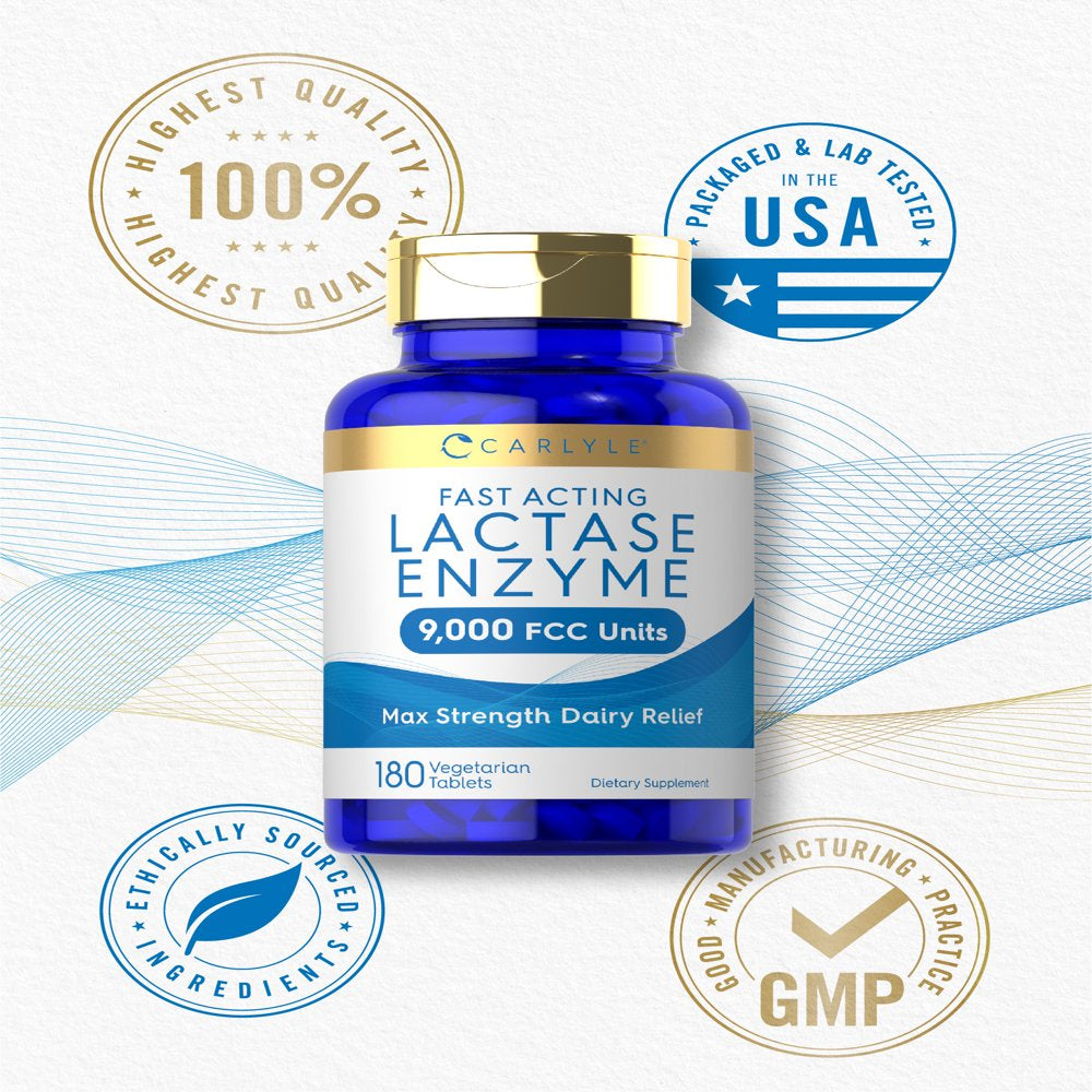 Lactase Enzyme 9000 FCC - 180 Tablets | Carlyle