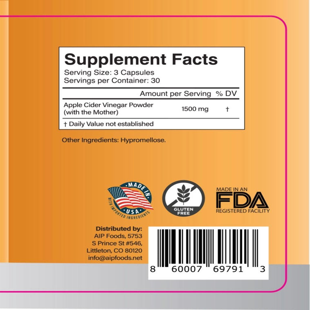 AIP Apple Cider Vinegar 1500mg - Gut Health & Immunity
