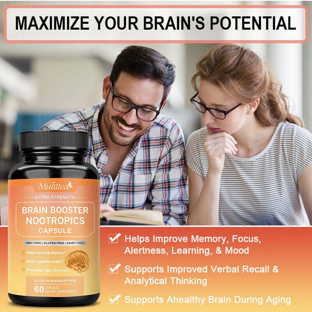 Brain Booster Capsules - Nootropic Supplement (60 Count)