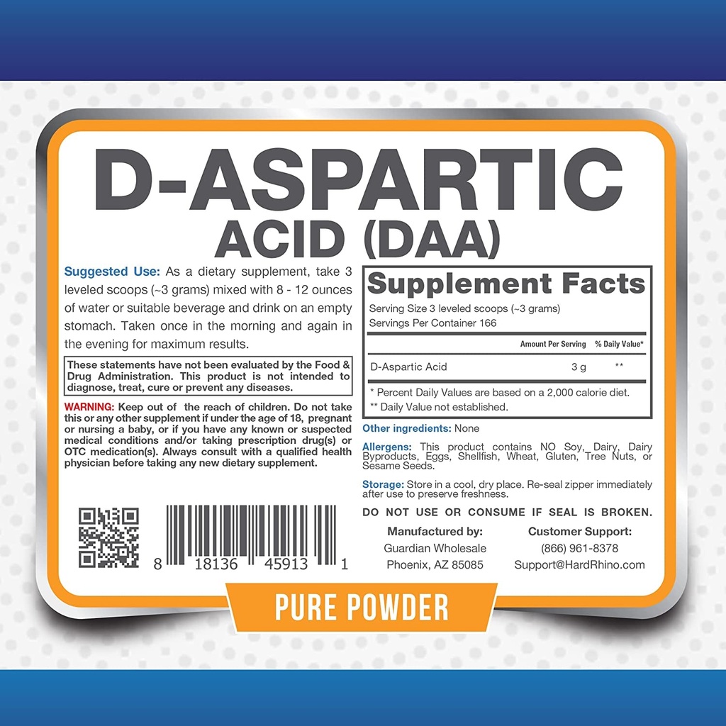 DAA Powder 500g - Testosterone & Nitric Oxide Support