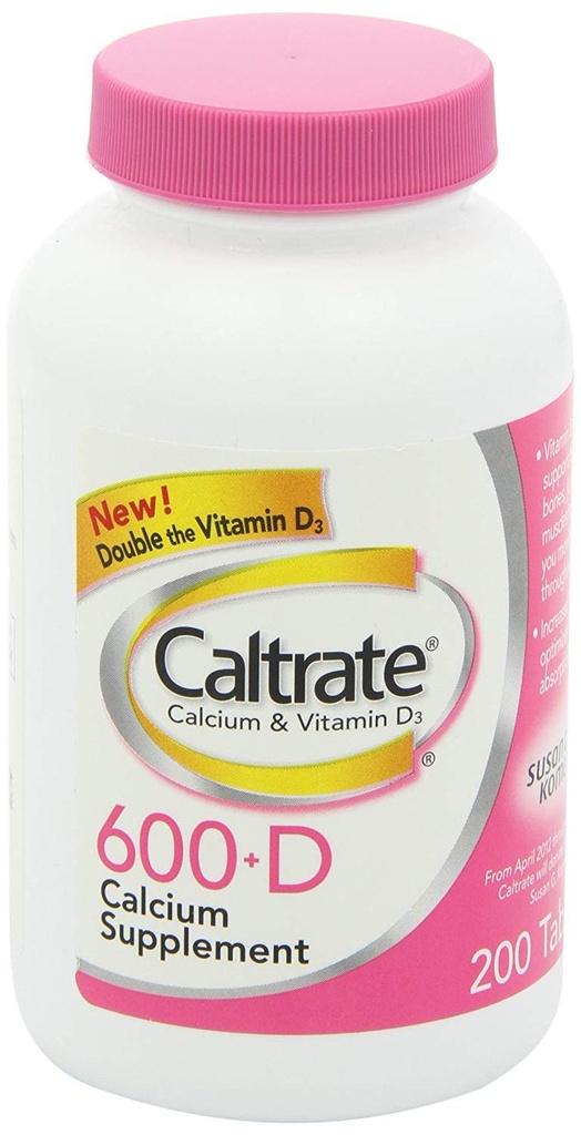 Caltrate 600+D3 - Calcium & Vitamin D Supplement - 200 Count
