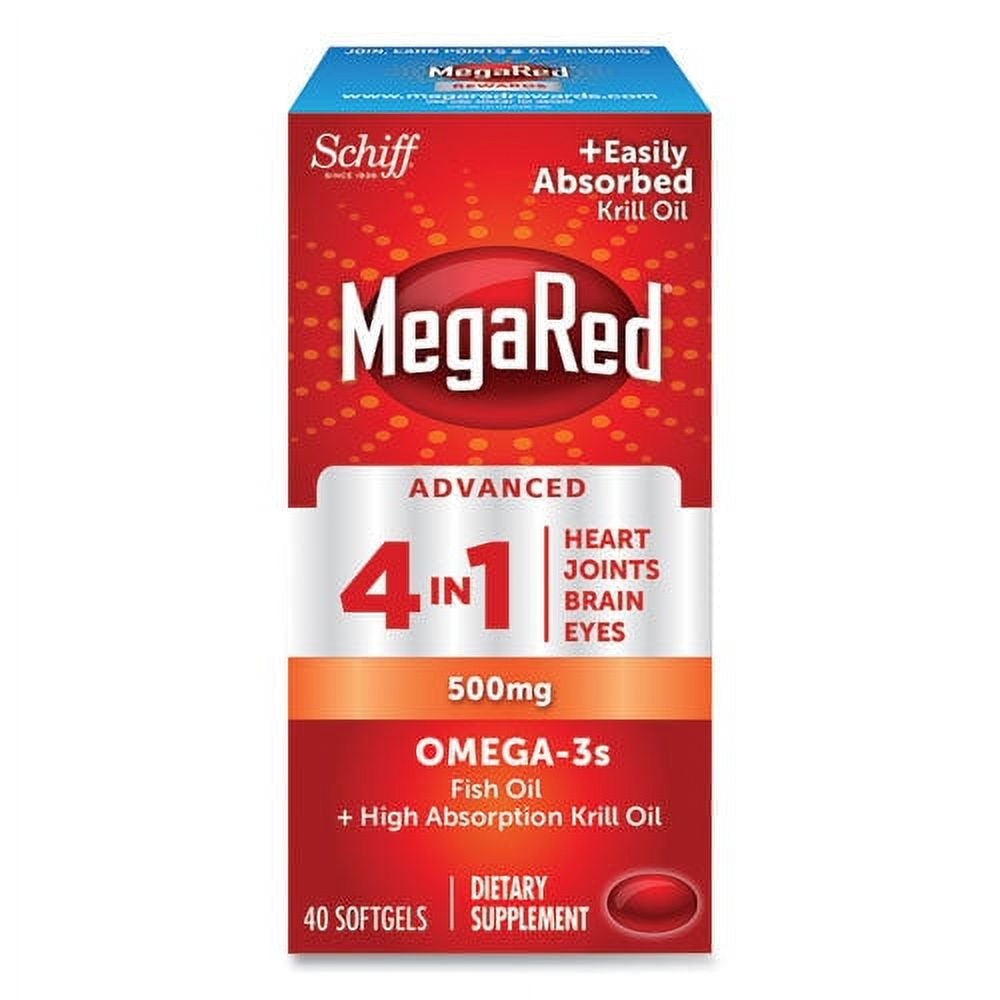 MegaRed Omega-3 Softgels - 4-in-1 Formula - 40 Count