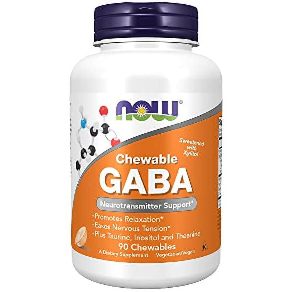 NOW GABA Chewables - Orange Flavor (90 Count)