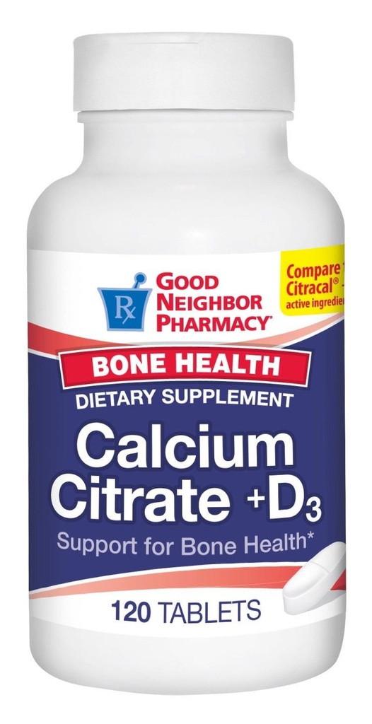 Calcium Citrate + D3 - 120 Tablets | Bone Health Support