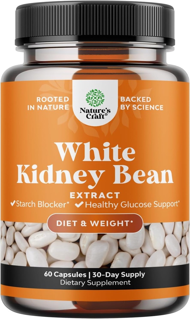 White Kidney Bean Energy Booster - White Kidney Bean Extract Pill and Natural Vegetarian Supplements - Natural Energy Pills and White Bean Extract Supplements