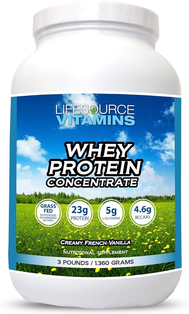 Grass Fed Whey Protein - Vanilla, 3lb - LifeSource Vitamins