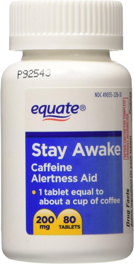 Equate Stay Awake - Alertness Aid, 80 Tablets
