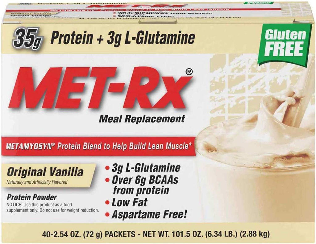 Met-Rx Meal Replacement, Original Vanilla Protein Powder, 2.54 Oz ...