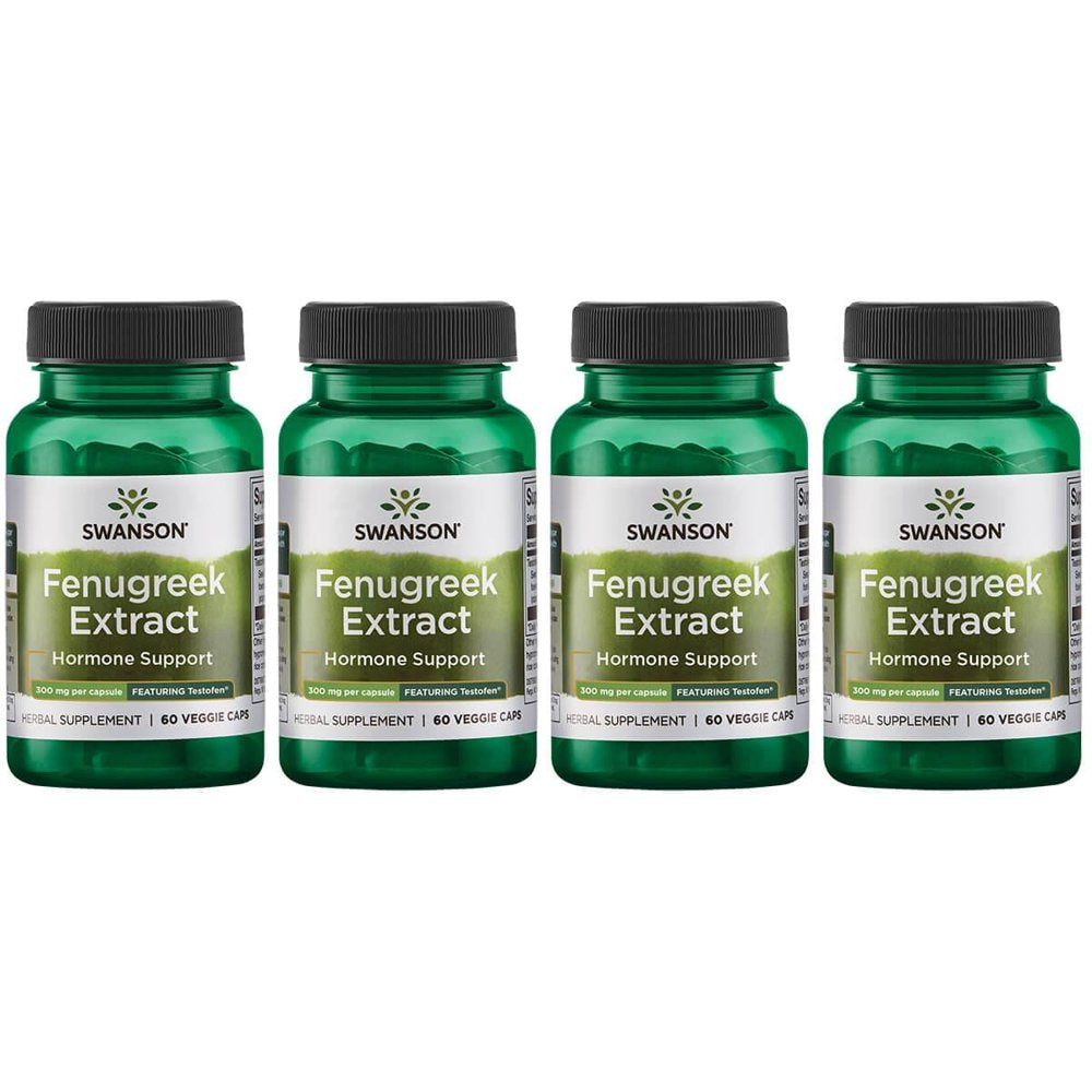 Swanson Fenugreek Extract - Featuring Testofen 300 Mg 60 Veg Caps 4 Pack