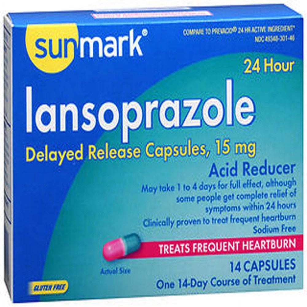 Sunmark Lansoprazole Acid Reducer Delayed Release Capsules, 15 Mg, 14 ...
