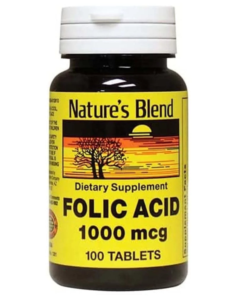 Nature'S Blend Folic Acid Tablets, 1000 Mcg, 100 Ct