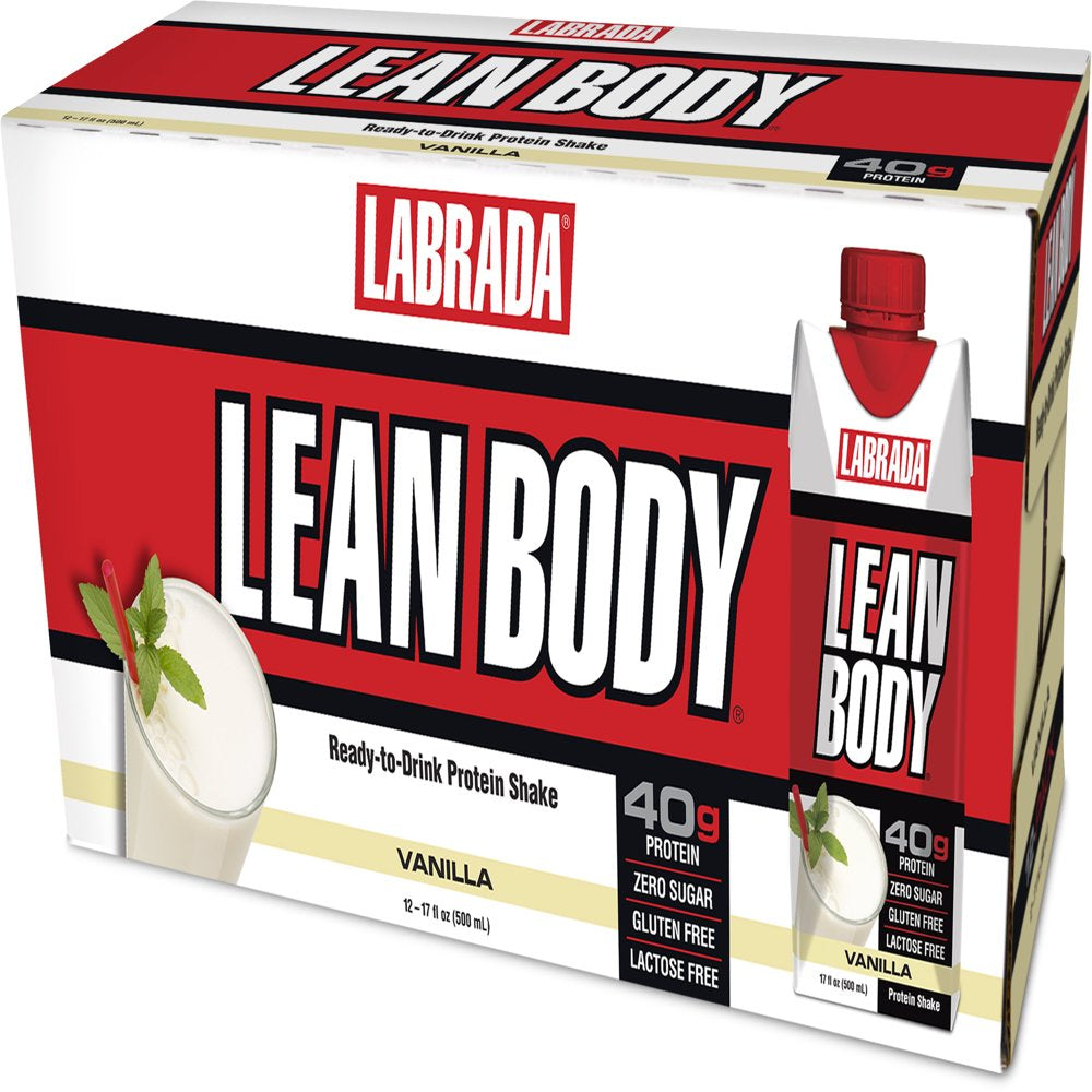 Labrada Lean Body Ready to Drink Protein Shakes, Vanilla, 40G Protein ...