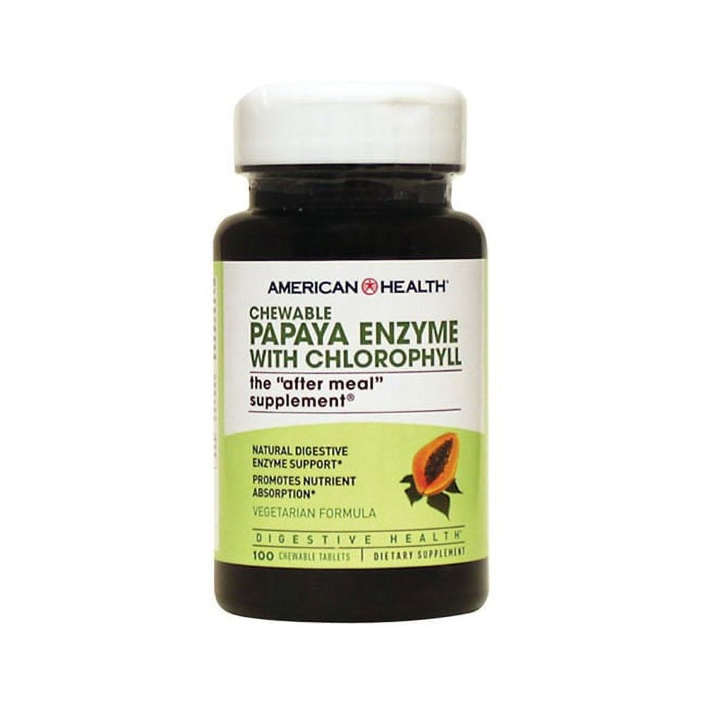 American Health Chewable Papaya Enzyme with Chlorophyll 100 Chwbls