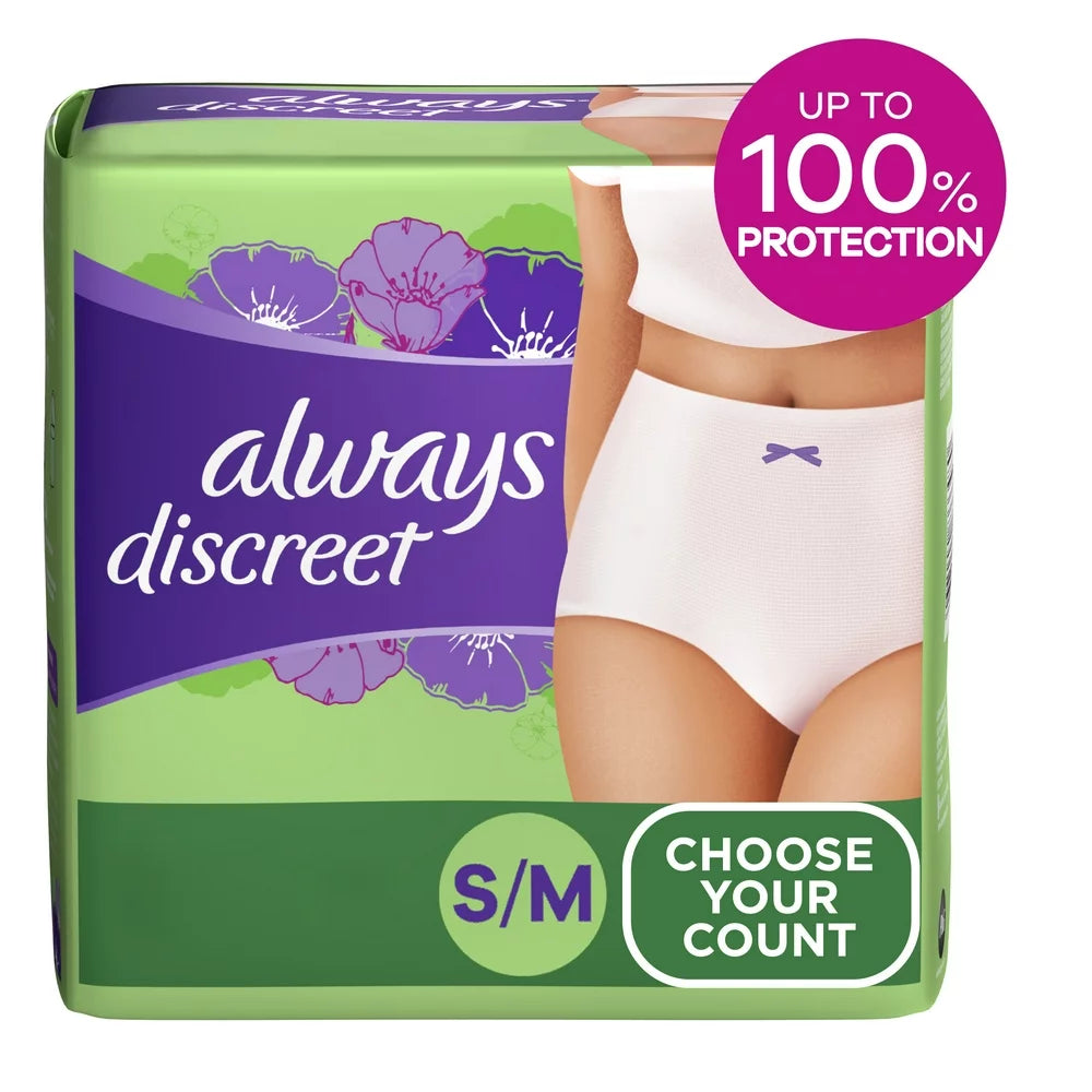 Always Discreet Adult Incontinence Underwear for Women, S/M, 19 CT