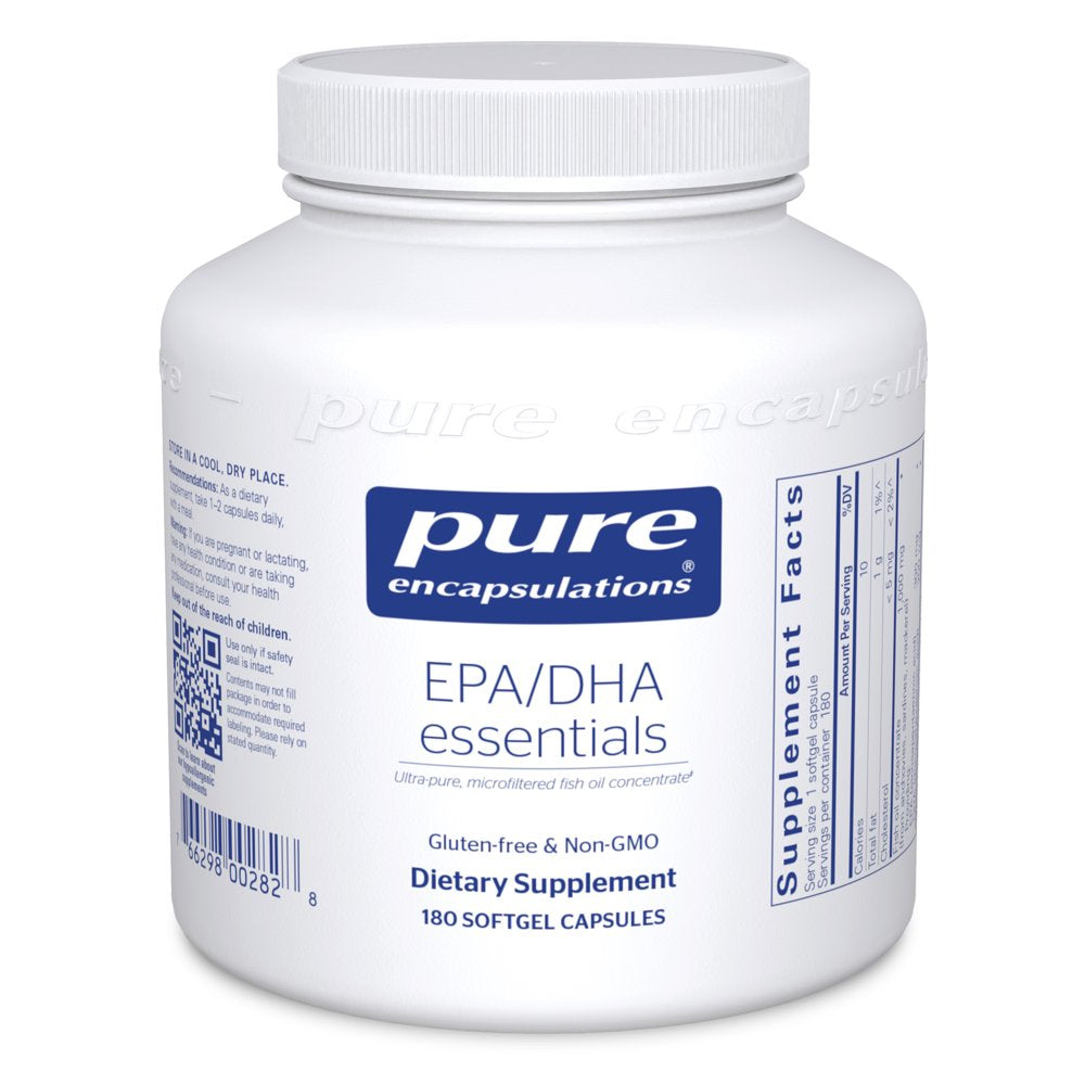 Pure Encapsulations EPA/DHA Essentials | Fish Oil Concentrate Supplement to Support Cardiovascular Health and Daily Wellness* | 180 Softgel Capsules
