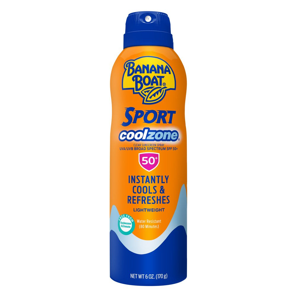 Banana Boat Sport Cool Zone 50 SPF Sunscreen Spray, 6Oz, Instantly Cooling Sun Block